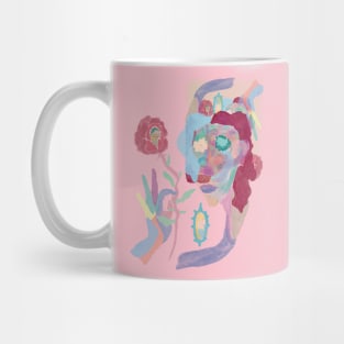 The Rose And I Abastract woman with flower painting Mug